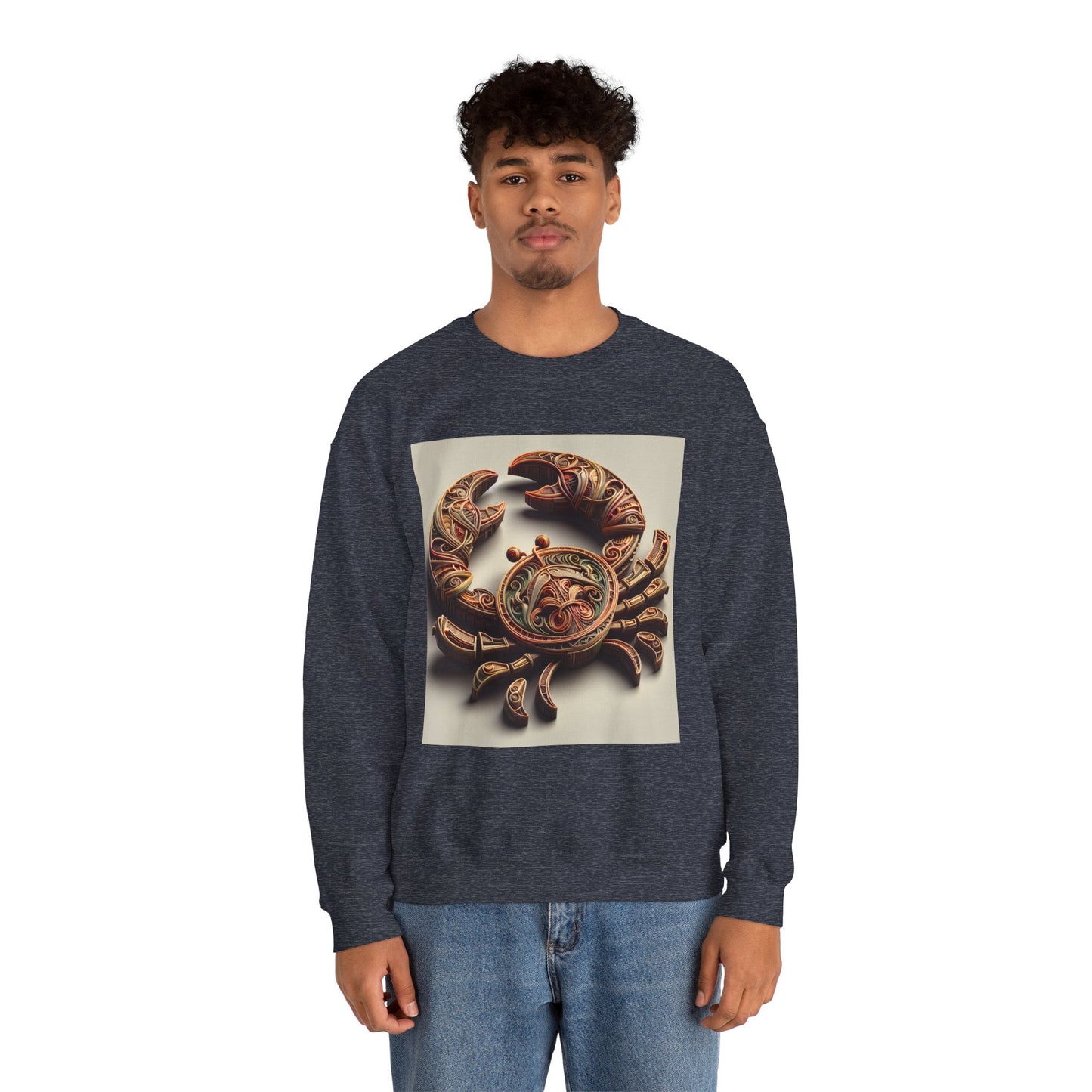 Unisex Heavy Blend™ Crewneck Sweatshirt, Crab Artifact, Cancer Zodiac Design