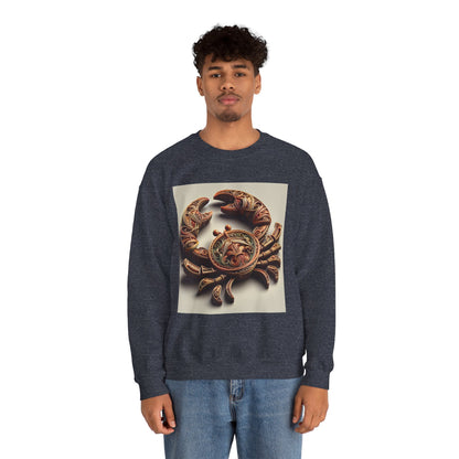 Unisex Heavy Blend™ Crewneck Sweatshirt, Crab Artifact, Cancer Zodiac Design