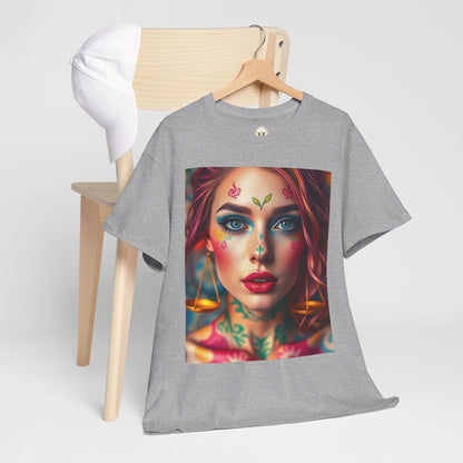 Unisex Heavy Cotton T-Shirt, Libra, Zodiac v1, Sexy Art