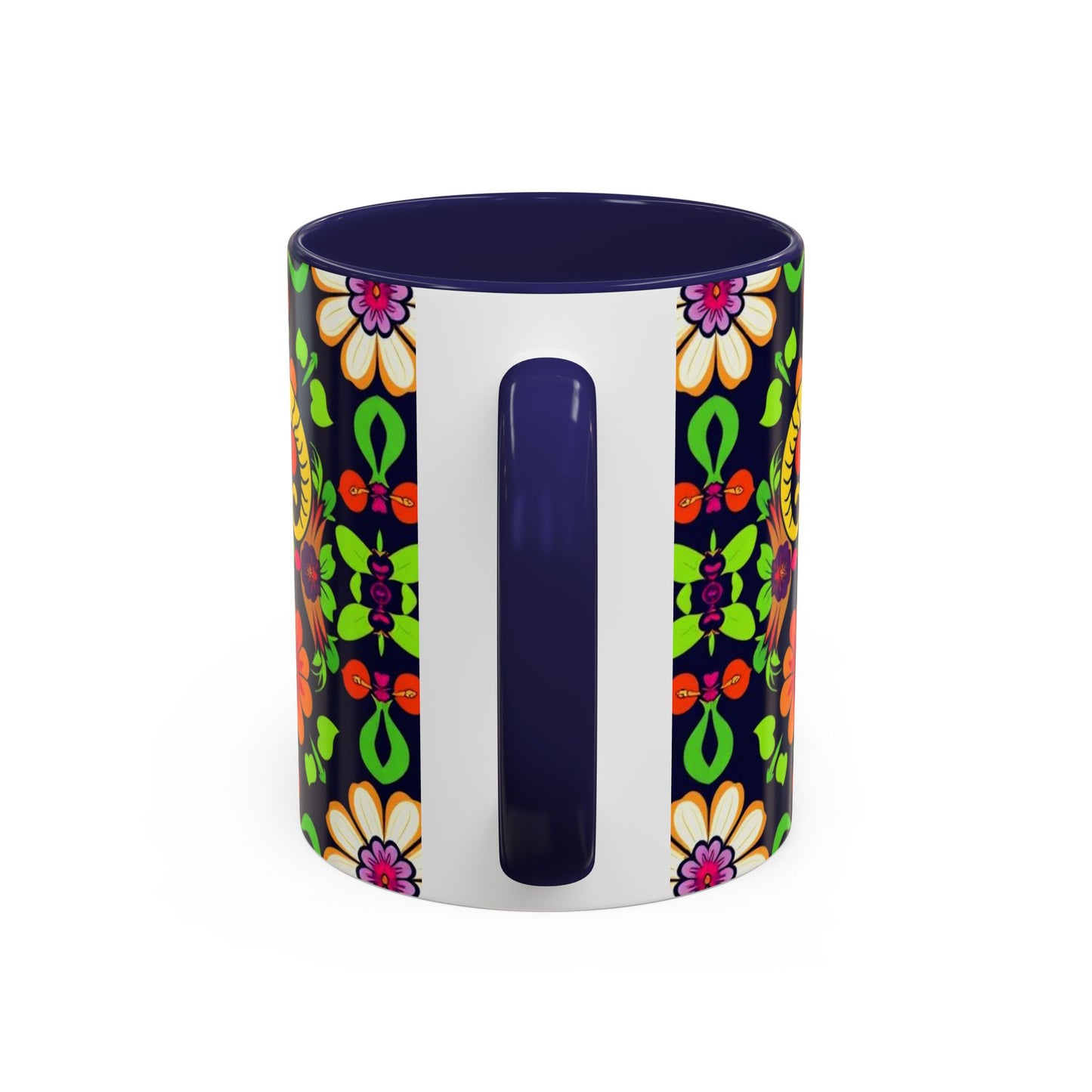 Accent Coffee Mug, Aries, Zodiac v2, Flower Pattern, (11, 15oz)
