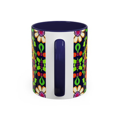 Accent Coffee Mug, Aries, Zodiac v2, Flower Pattern, (11, 15oz)