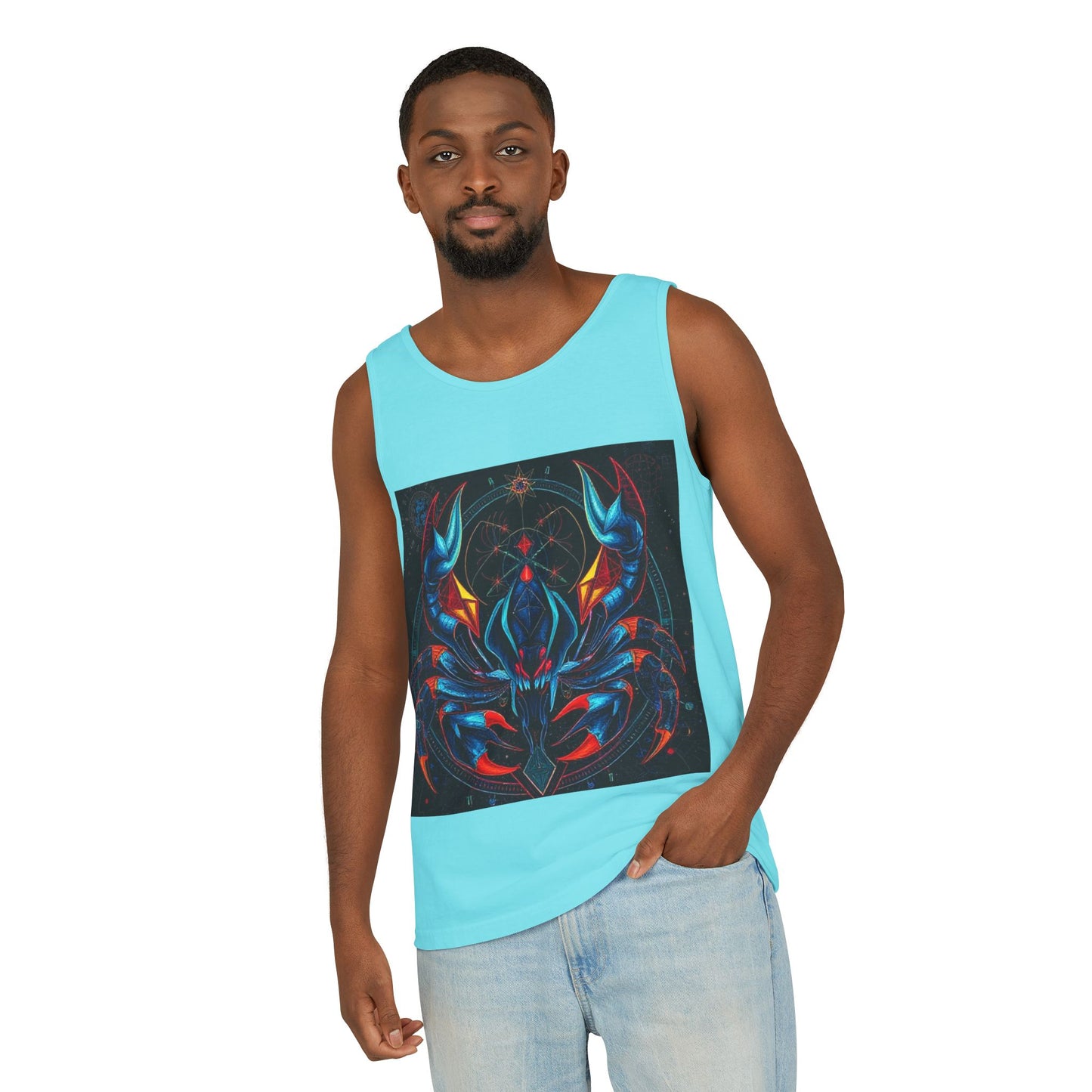 Unisex Garment-Dyed, Tank Top, Scorpio Design, Pop Art v1, 100% US cotton