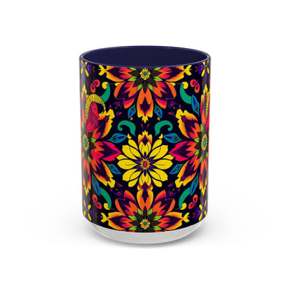 Accent Coffee Mug, Capricorn, Zodiac v4, Flower Pattern, (11, 15oz)