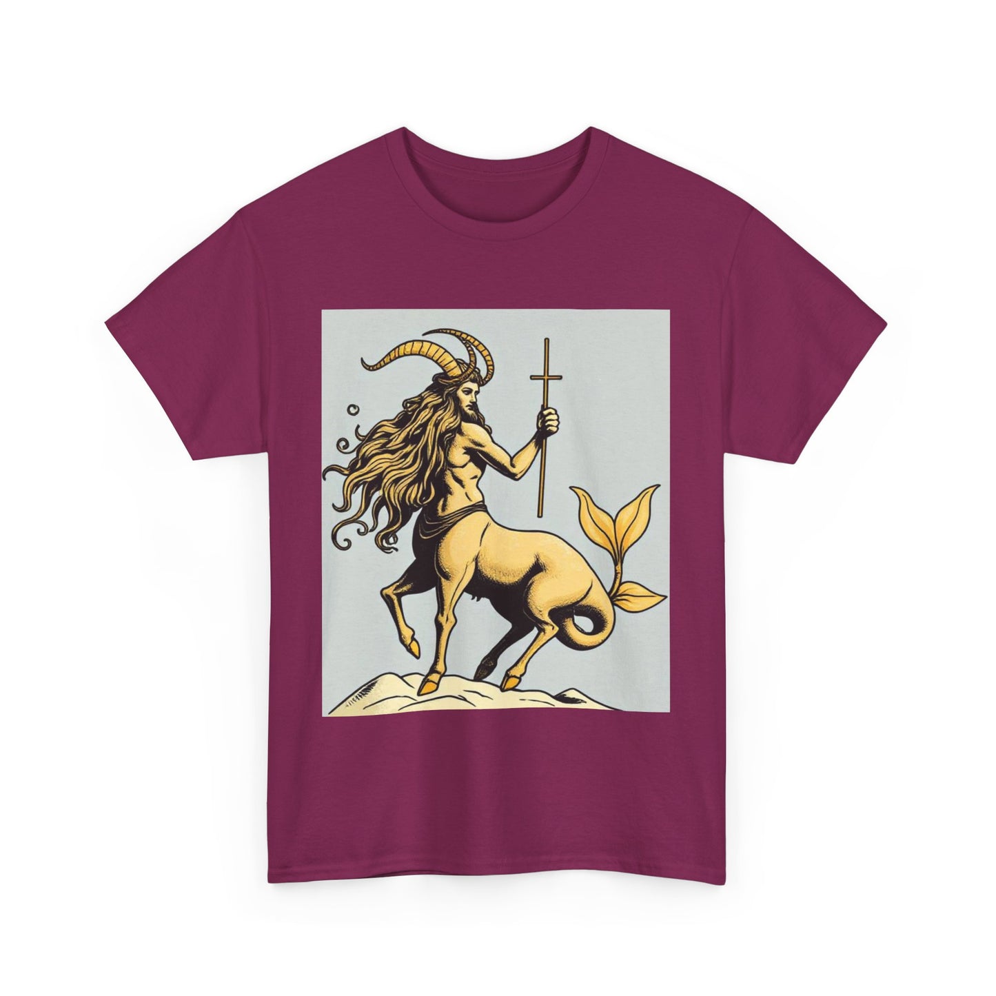 Unisex Heavy Cotton T-Shirt, Capricorn God v3, Zodiac Design