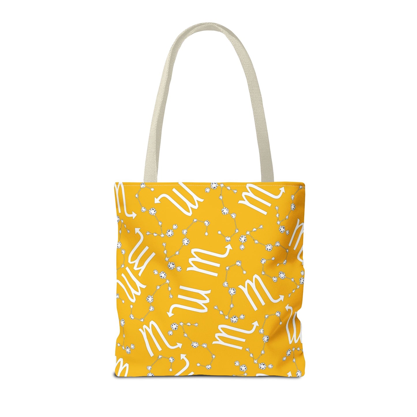 Tote Bag, Scorpio Zodiac Sign, AOP, (Yellow, White)