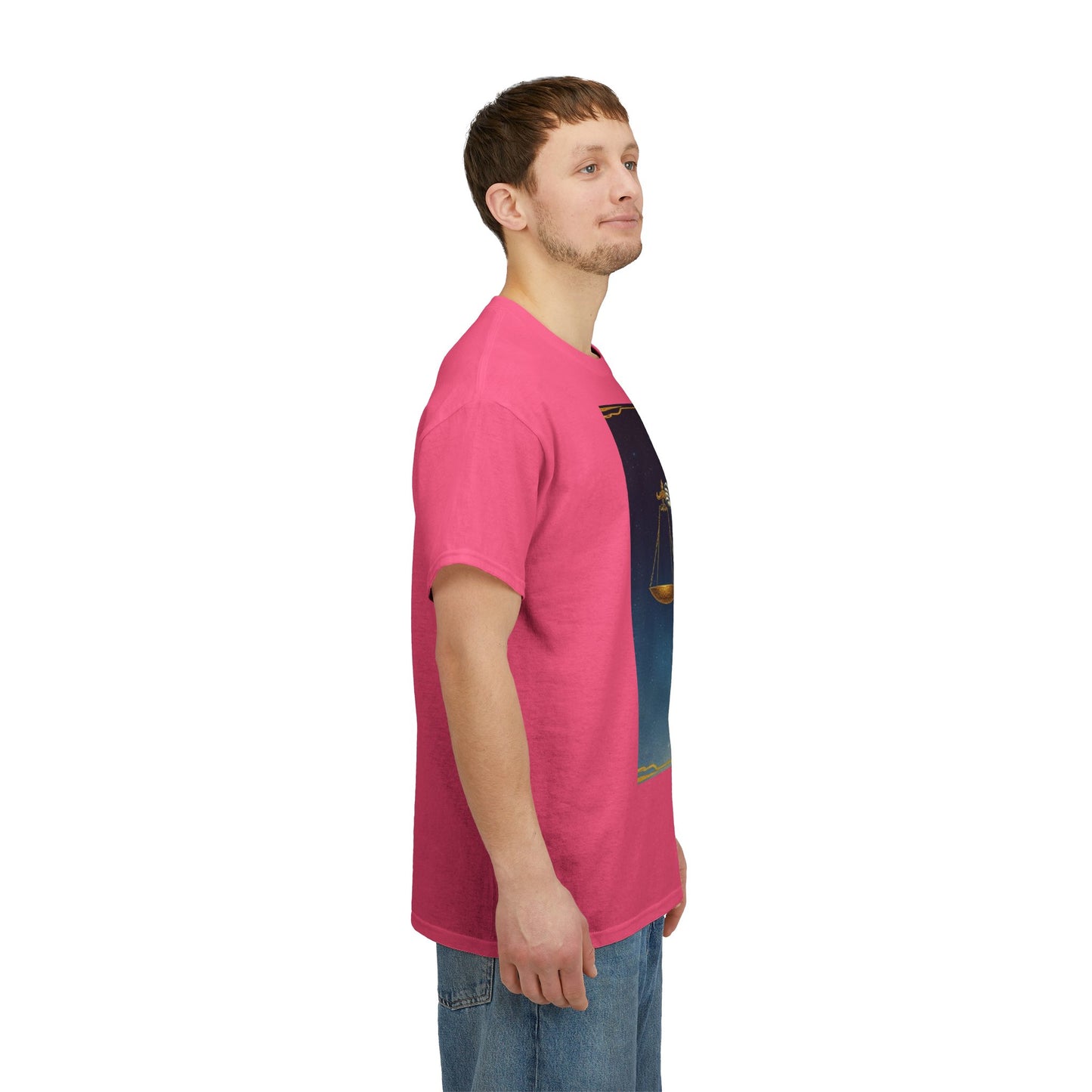 Unisex Heavy Cotton T-Shirt, Space, Libra God, Zodiac Design