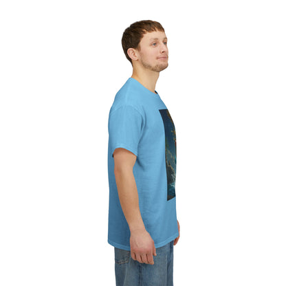 Unisex Heavy Cotton T-Shirt, Aquarius God 4v, Zodiac Design