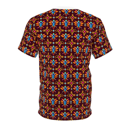 Unisex Cut & Sew T-Shirt, (AOP), Taurus, Zodiac v3, Jewels Pattern
