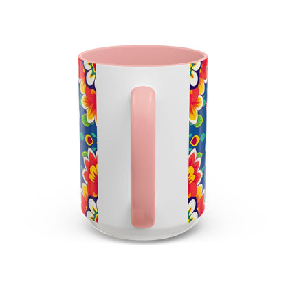 Accent Coffee Mug, Virgo, Zodiac v3. Flower Pattern, (11, 15oz)