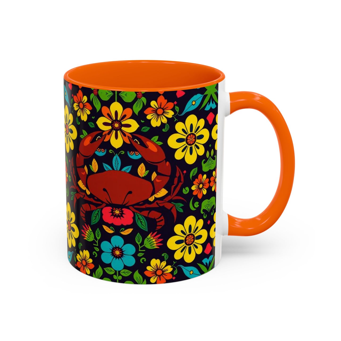 Accent Coffee Mug, Cancer, Zodiac v2, Flower Pattern, (11, 15oz)