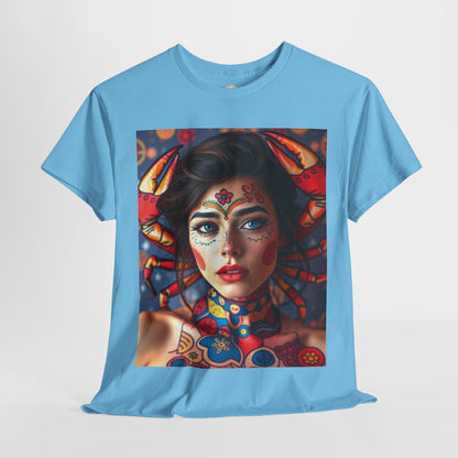 Unisex Heavy Cotton T-Shirt, Cancer, Zodiac v1, Sexy Art