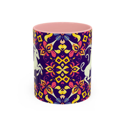 Accent Coffee Mug, Capricorn, Zodiac v1, Flower Pattern, (11, 15oz)
