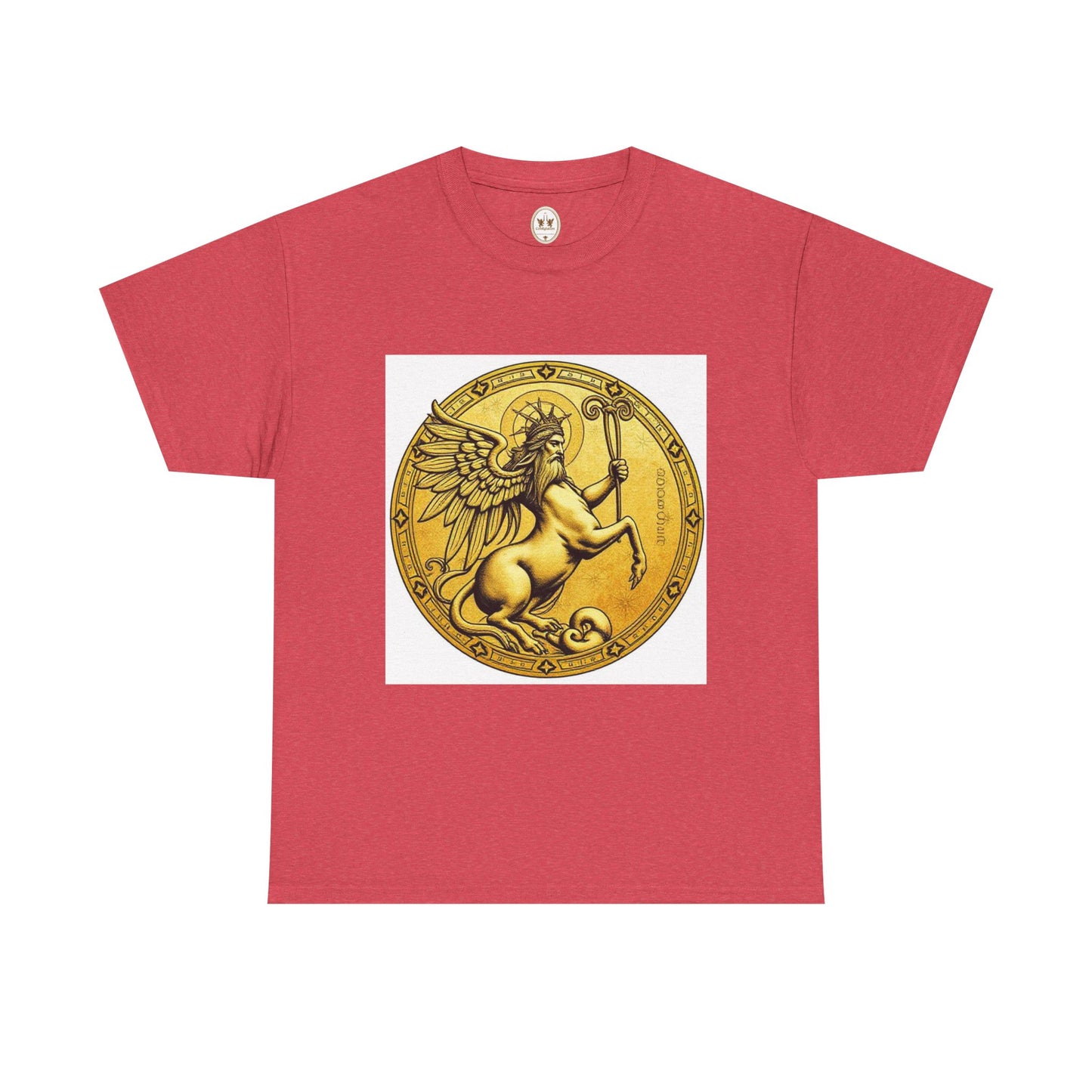 Unisex Heavy Cotton T-Shirt, Golden Angel Coin v1, Virgo Zodiac Design