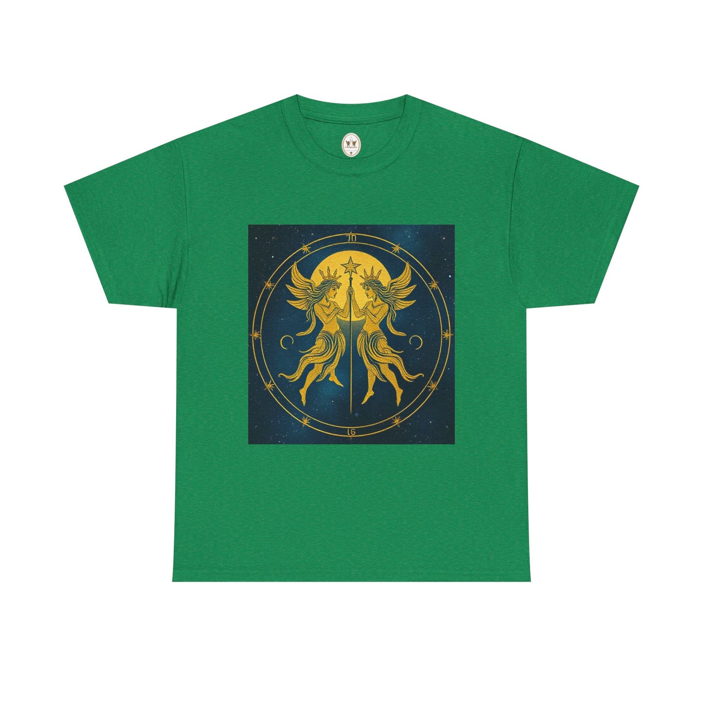Unisex Heavy Cotton T-Shirt, Space Angel Twins v4, Gemini Zodiac Design