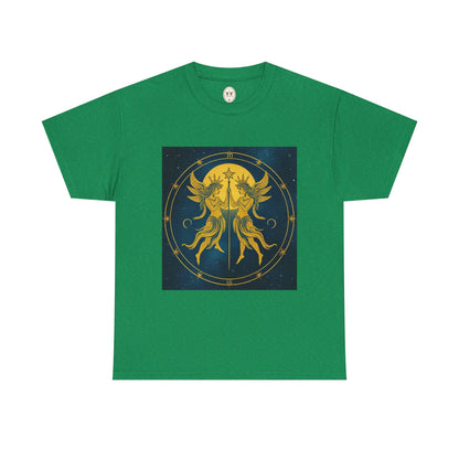 Unisex Heavy Cotton T-Shirt, Space Angel Twins v4, Gemini Zodiac Design