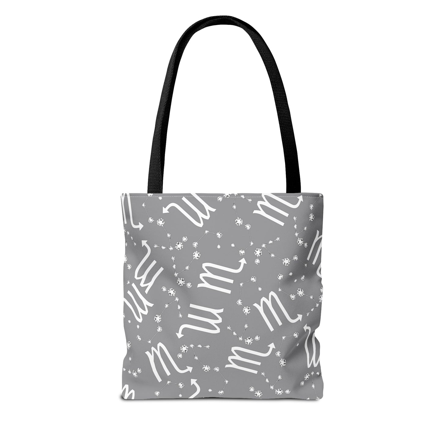 Tote Bag, Scorpio Zodiac Sign, AOP, (Grey, White)