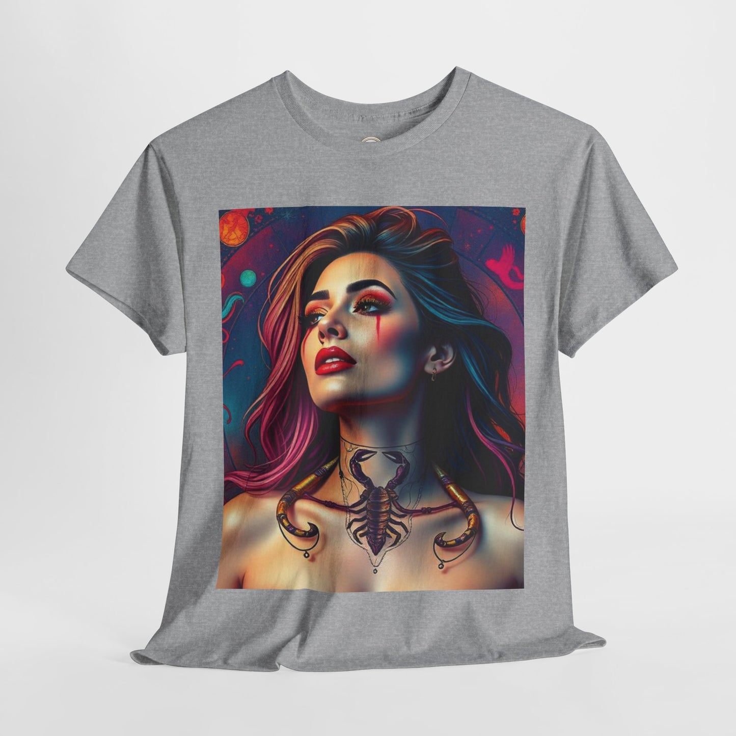 Unisex Heavy Cotton T-Shirt, Scorpio, Zodiac v1, Sexy Art