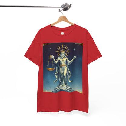 Unisex Heavy Cotton T-Shirt, Space, Libra God, Zodiac Design