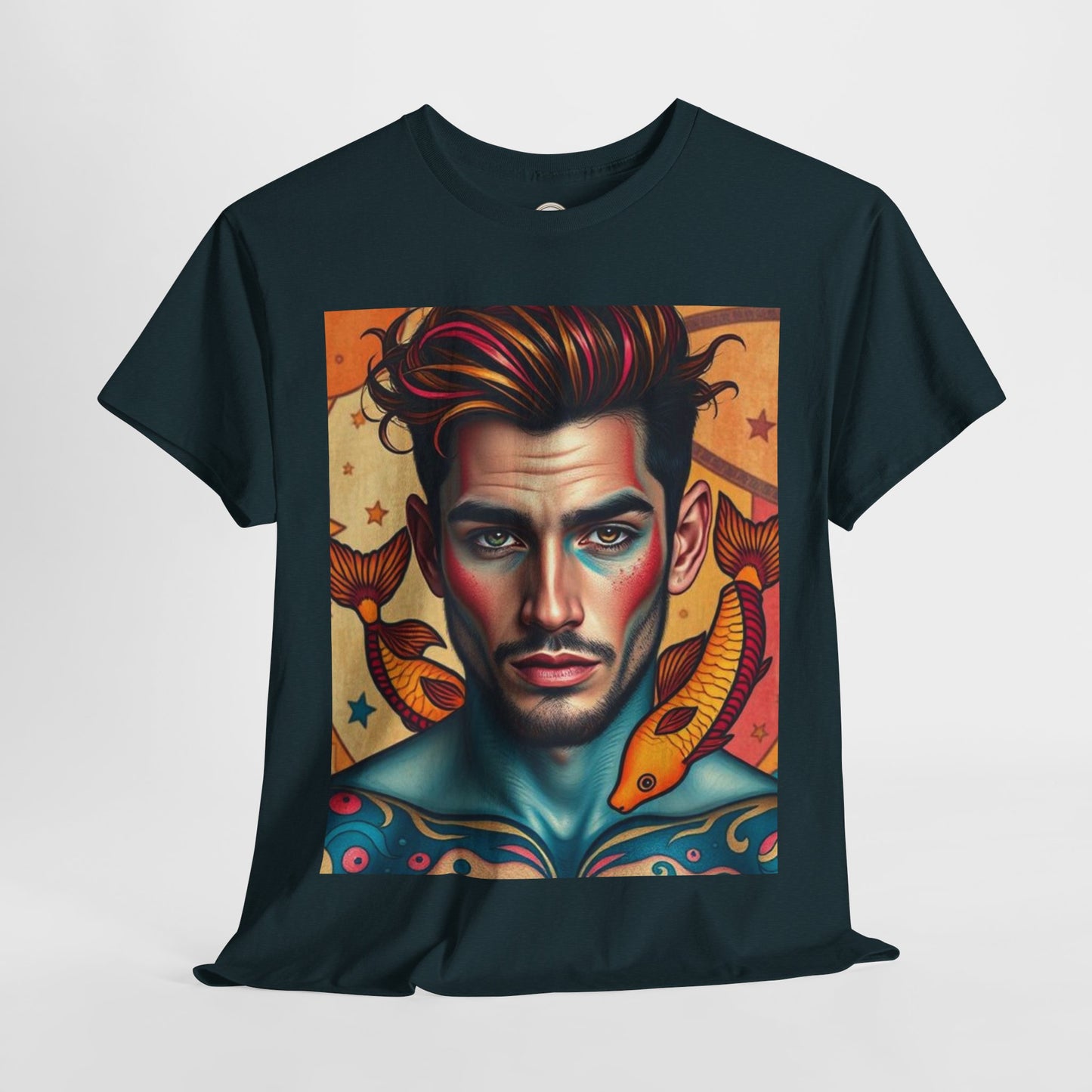 Unisex Heavy Cotton T-Shirt, Pisces, Zodiac v2, Sexy Art