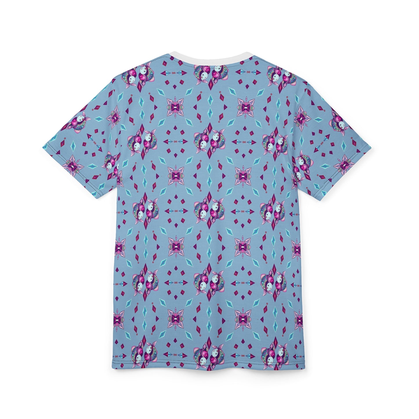 Unisex Cut & Sew T-Shirt, (AOP), Pisces, Zodiac v1, Jewels Pattern