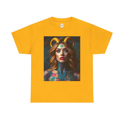 Unisex Heavy Cotton T-Shirt, Capricorn, Zodiac v1, Sexy Art