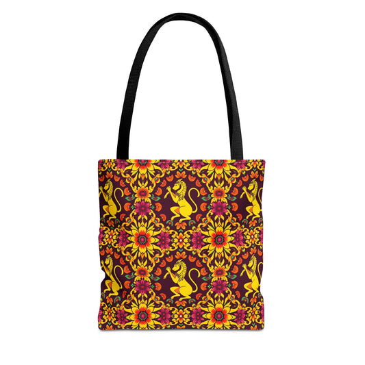 Tote Bag (AOP), Virgo, Zodiac v2, Flower Pattern