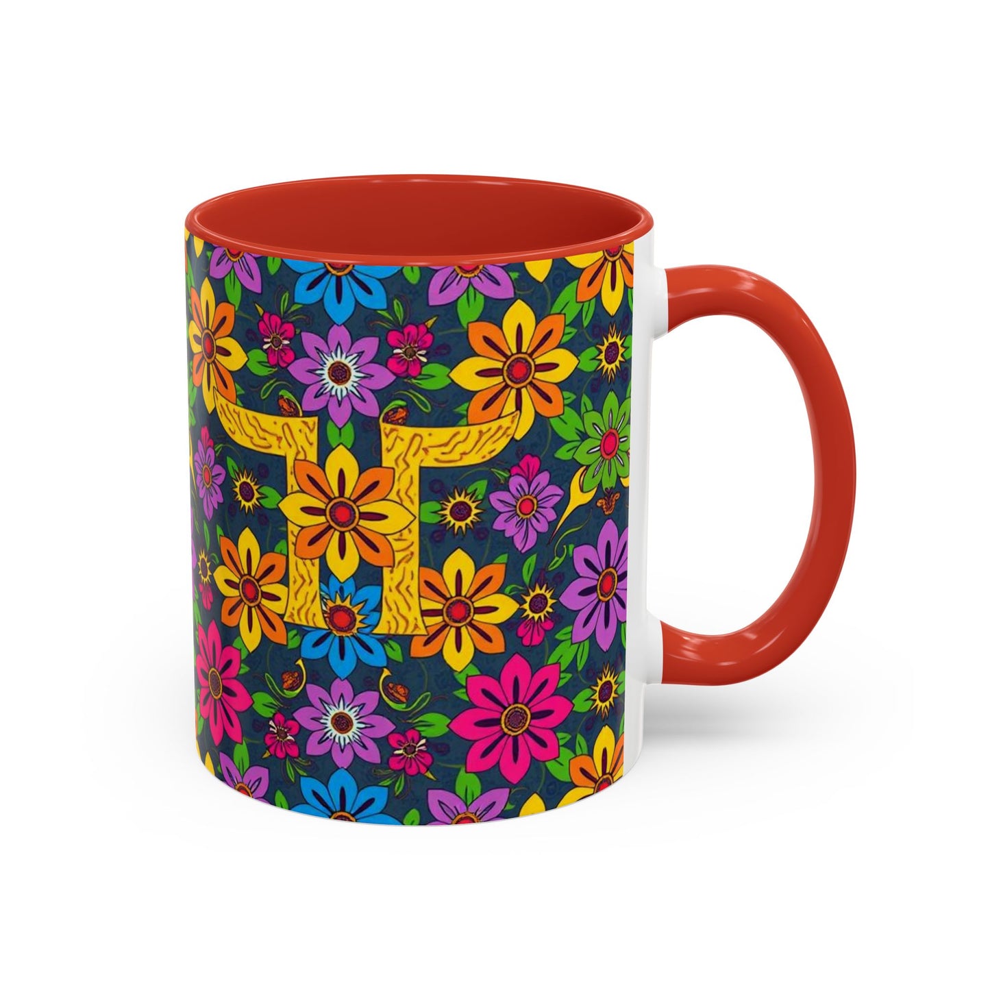 Accent Coffee Mug, Gemini, Zodiac v3, Flower Pattern, (11, 15oz)