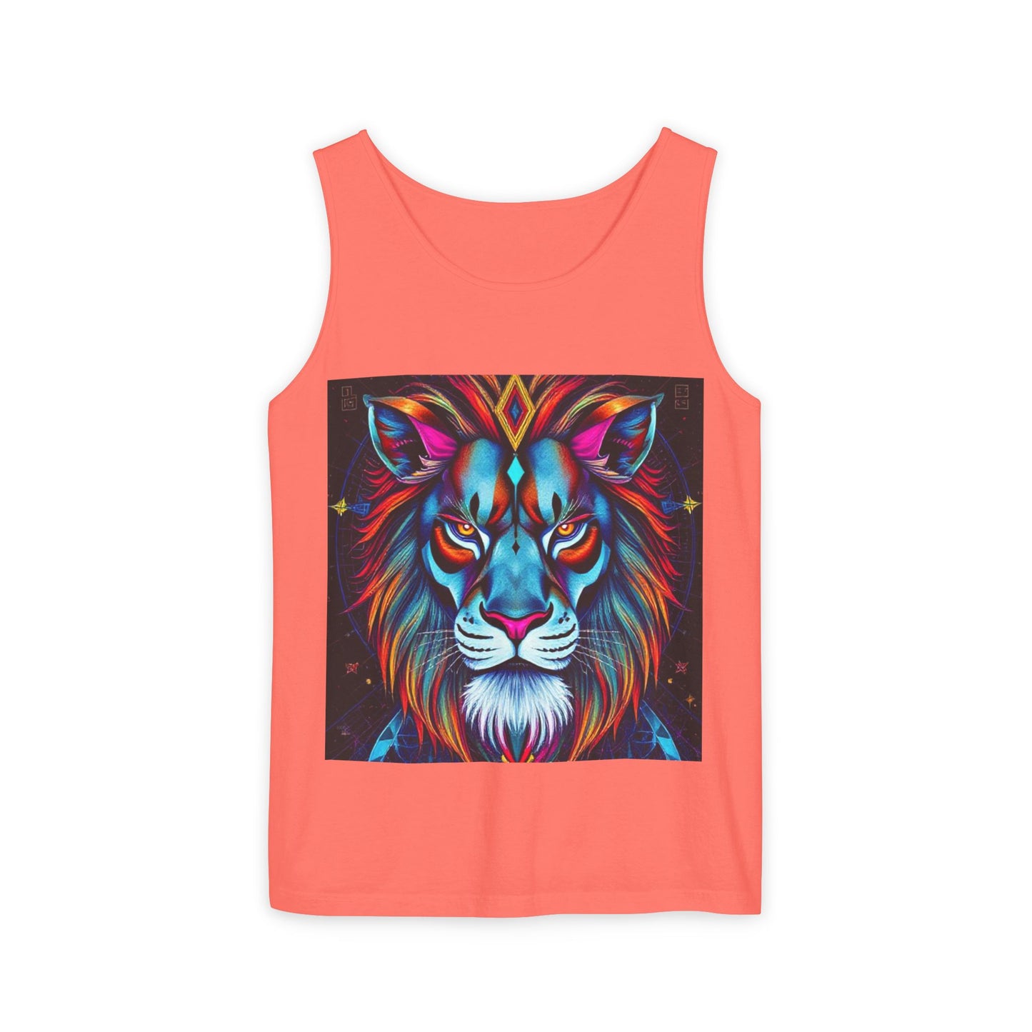 Unisex Garment-Dyed, Tank Top, Leo, Pop Art v1, 100% US cotton
