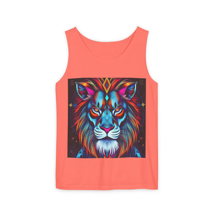 Unisex Garment-Dyed, Tank Top, Leo, Pop Art v1, 100% US cotton