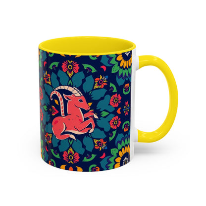Accent Coffee Mug, Capricorn, Zodiac, Flower Pattern, (11, 15oz)