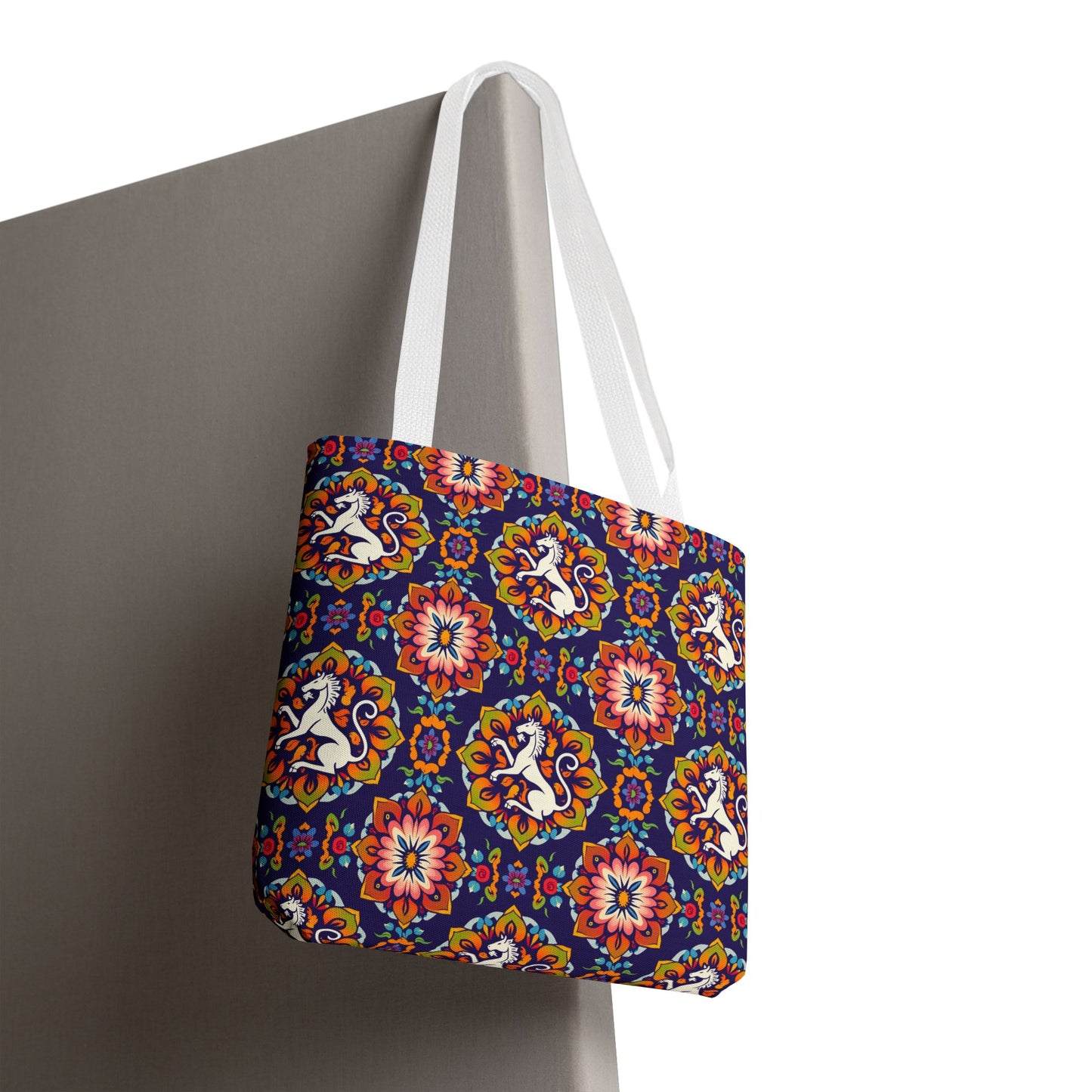 Tote Bag, (AOP), Virgo, Zodiac v3, Flower Pattern