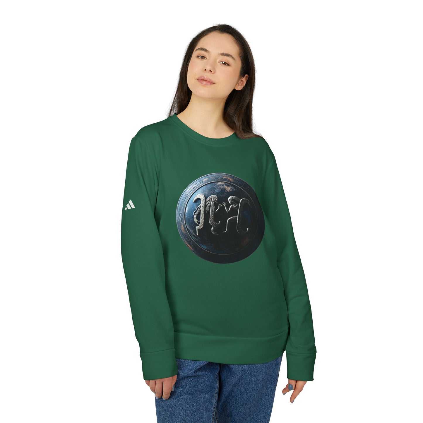 Adidas, Unisex Fleece Crewneck Sweatshirt, Gemini, Space Symbol, Zodiac