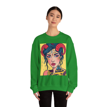 Unisex Heavy Blend™ Crewneck Sweatshirt, Aries, Zodiac v2, Sexy Pattern