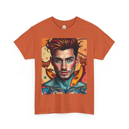 Unisex Heavy Cotton T-Shirt, Pisces, Zodiac v2, Sexy Art