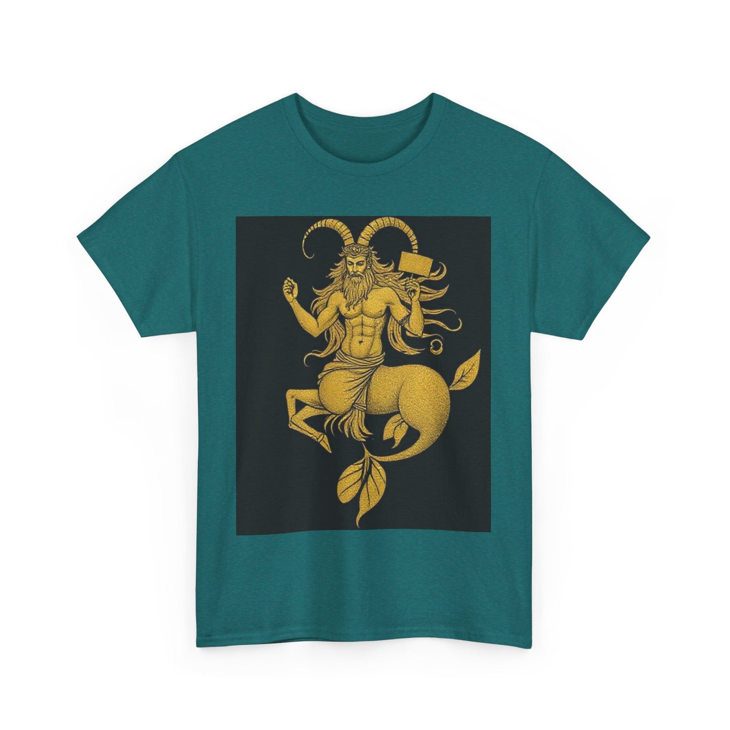 Unisex Heavy Cotton T-Shirt, Capricorn God, Zodiac Design