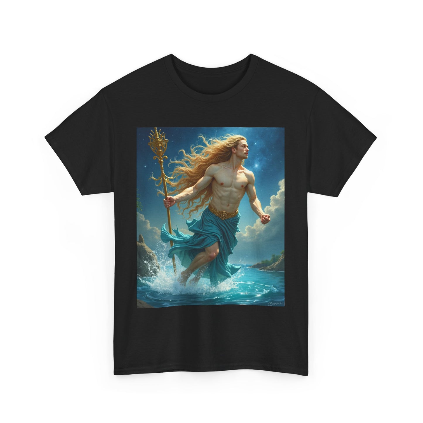 Unisex Heavy Cotton T-Shirt, Realistic, Aquarius Zodiac Design