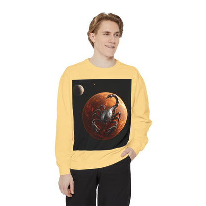 Garment-Dyed Sweatshirt, Unisex, Space Animal Design, Scorpio
