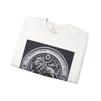 Unisex Heavy Blend™ Crewneck Sweatshirt, Lion Coin, Leo Zodiac Design