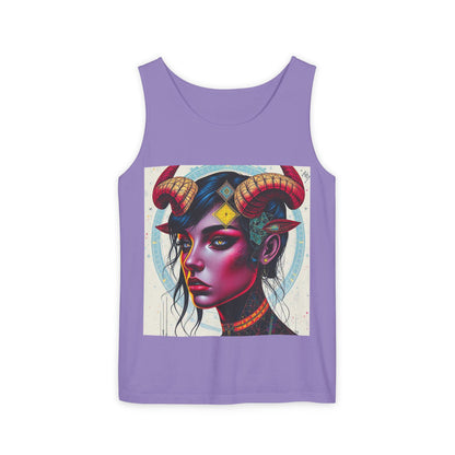 Unisex Garment-Dyed, Tank Top, Taurus Design, Pop Art v2, 100% US cotton