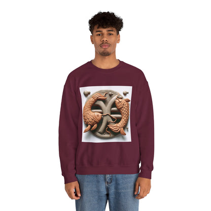 Unisex Heavy Blend™ Crewneck Sweatshirt,Two Fishes  Pisces Zodiac Design