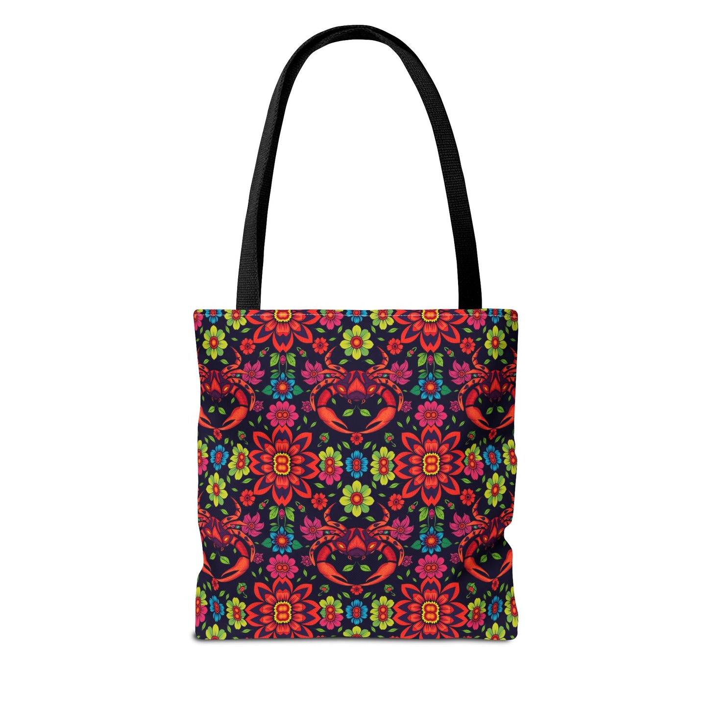 Tote Bag, (AOP), Cancer, Zodiac, Flower Pattern