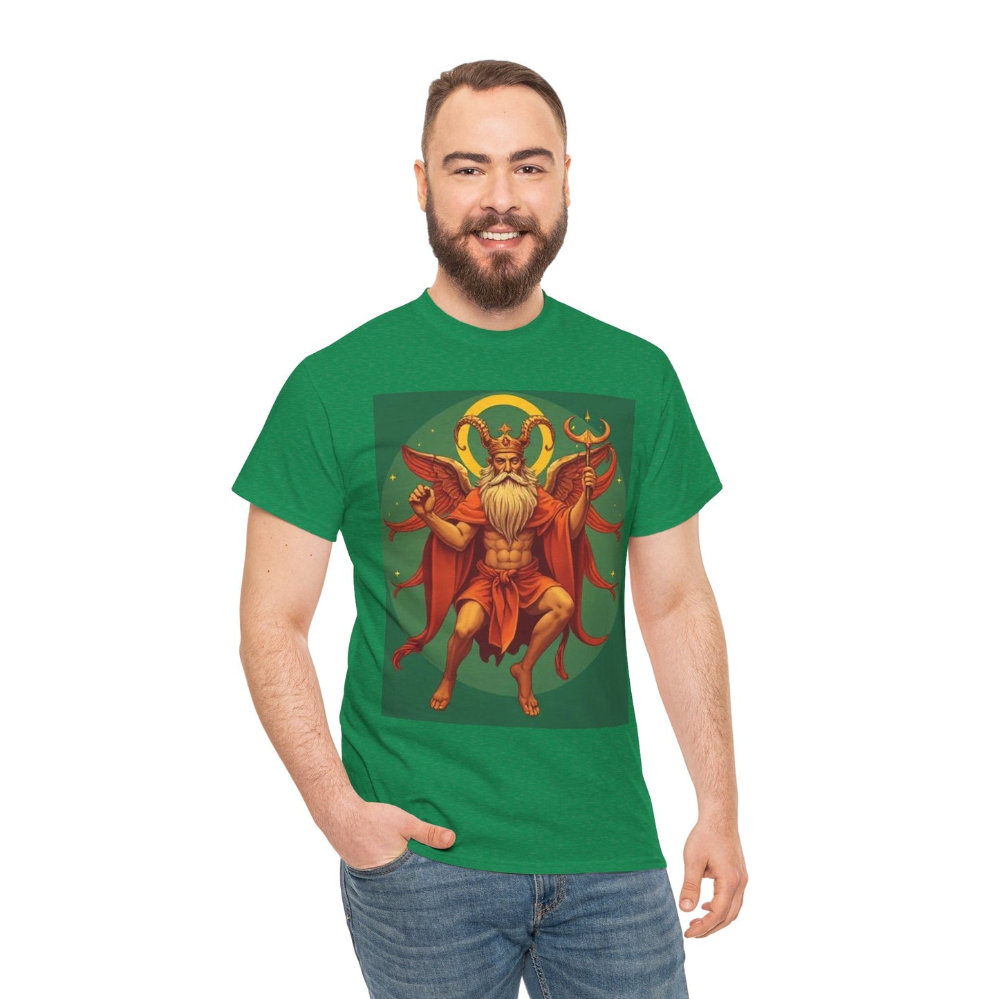 Unisex Heavy Cotton T-Shirt, Aries God 1v, Zodiac Design