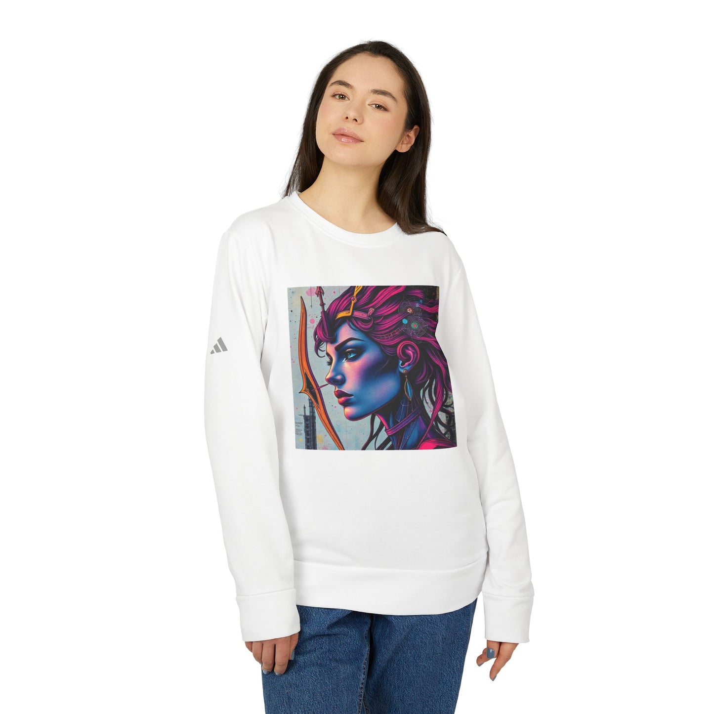Adidas, Unisex Fleece Crewneck Sweatshirt, Sagittarius, Pop Art v1, Zodiac