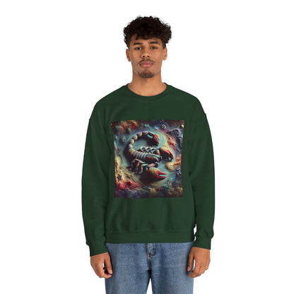Unisex Heavy Blend™ Crewneck Sweatshirt, Trippy Mist Scorpion, Scorpio Zodiac Design