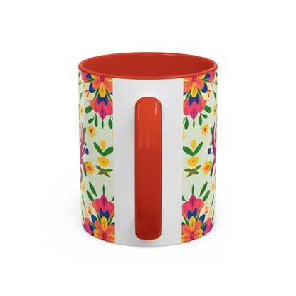 Accent Coffee Mug, Cancer, Zodiac v3, Flower Pattern, (11, 15oz)