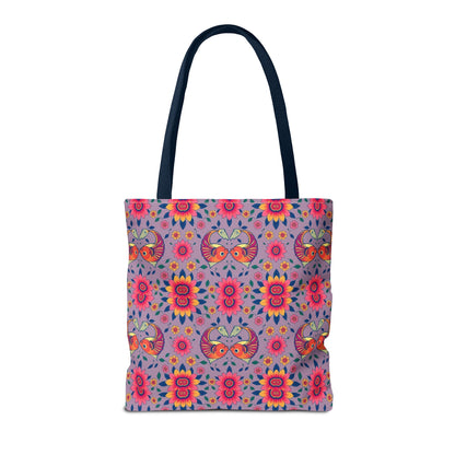 Tote Bag (AOP), Pisces, Zodiac v2, Flower Pattern