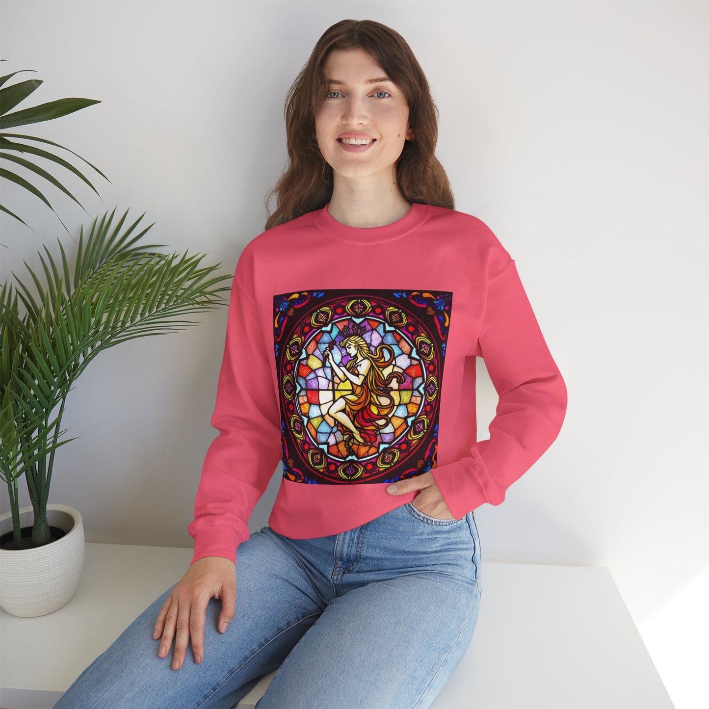 Unisex Heavy Blend™ Crewneck Sweatshirt, Glass, Virgo Zodiac Design
