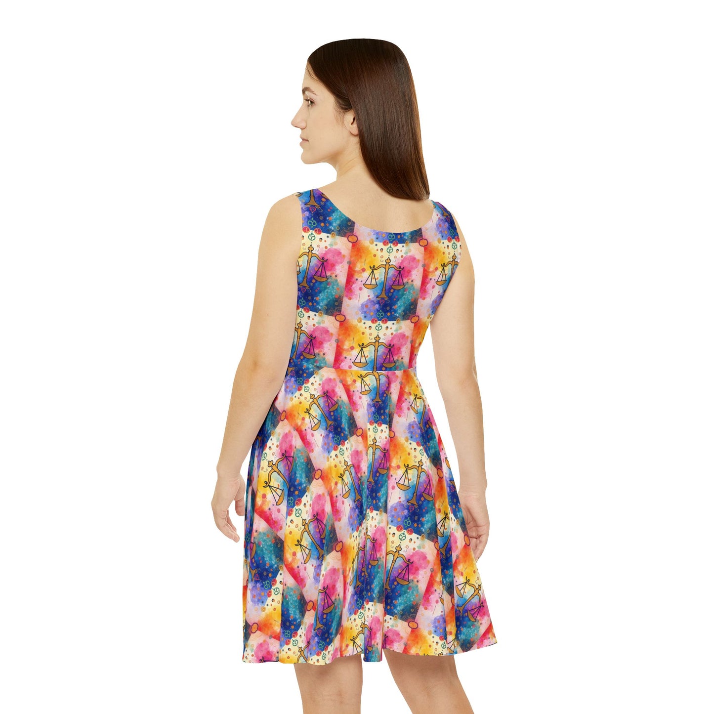 Women's Skater Dress, AOP, Zodiac, Libra, Pattern