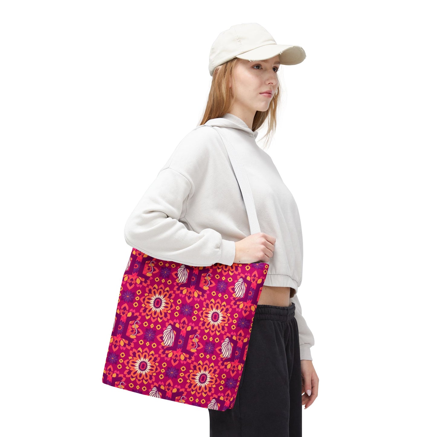 Tote Bag (AOP), Gemini, Zodiac v1, Flower Pattern