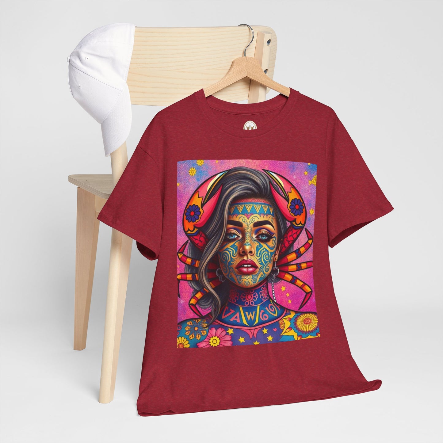 Unisex Heavy Cotton T-Shirt, Cancer, Zodiac v3, Sexy Art
